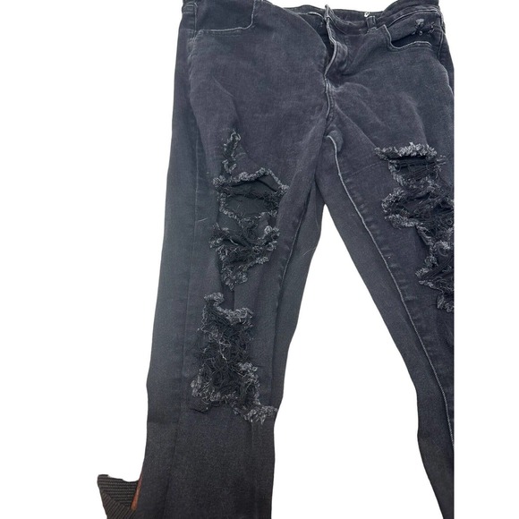 Womens Jeans Size 12 American Eagle Outfitters Black Ripped Faded Dream Jeans - Picture 3 of 16
